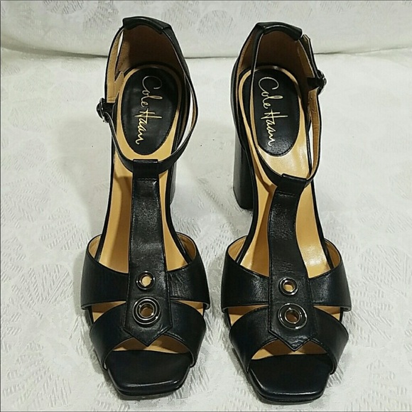 COLE HAAN T strap Block Heel Sandals Size 8.5 - Picture 2 of 6